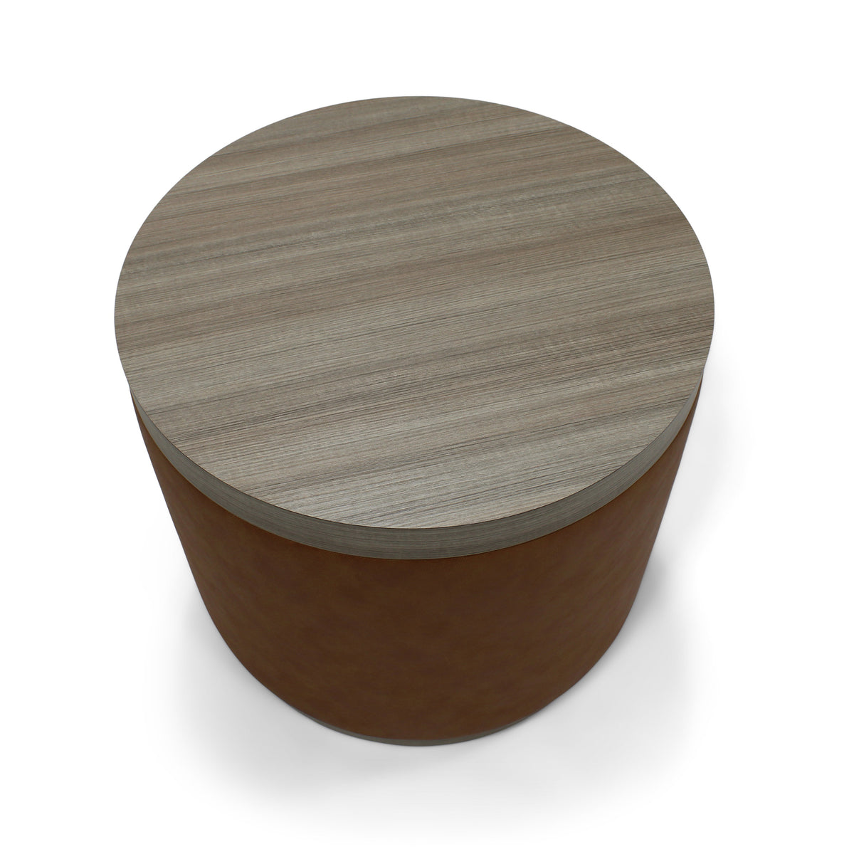 round ottoman with wood top